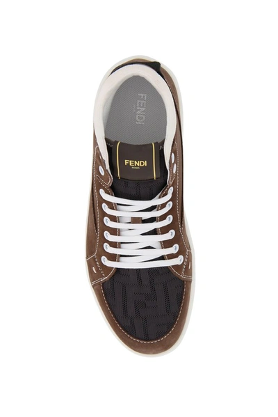 Shop Fendi Logo Print High In Brown