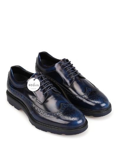 Shop Hogan H393 Derby Brogue Shoes In Blue