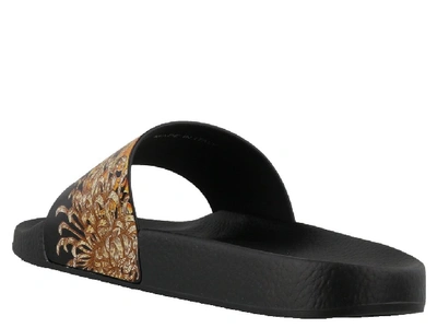 Shop Dsquared2 Tiger Print Slippers In Black