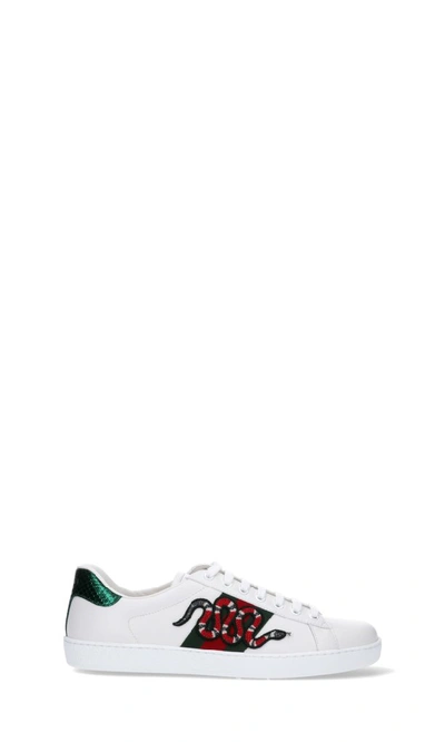 Shop Gucci Ace Embroidered Sneakers In White