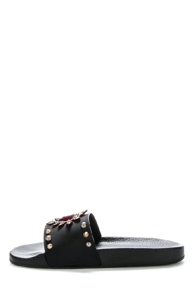 Shop Dolce & Gabbana Sacred Heart Embellished Pool Slides In Black