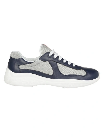 Shop Prada America's Cup Sneakers In Baltico/argento