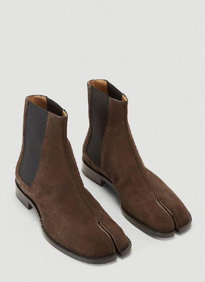 Shop Maison Margiela Tabi Chelsea Boots In Brown