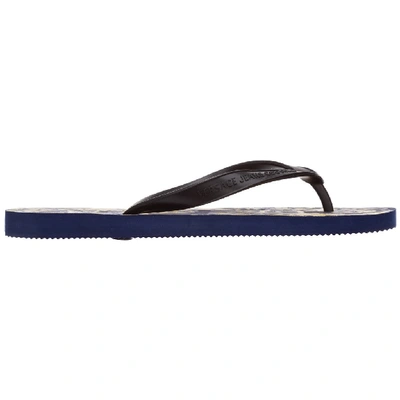 Shop Versace Jeans Couture Logo Printed Flip Flops In Navy