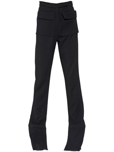 Jw Anderson French Cuff Viscose Twill Pants In Black
