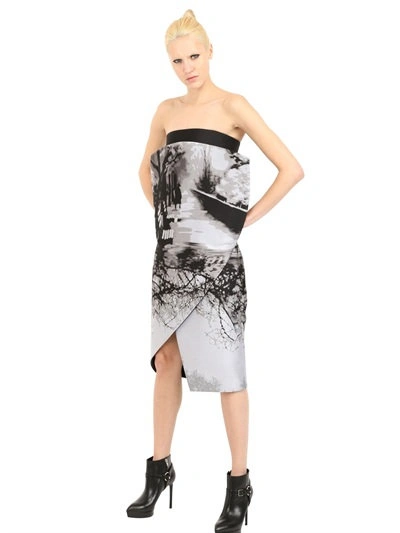 Mary Katrantzou Techno Silk Jacquard Dress In Black,white