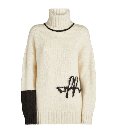 Shop Off-white Knitted Logo Rollneck Sweater