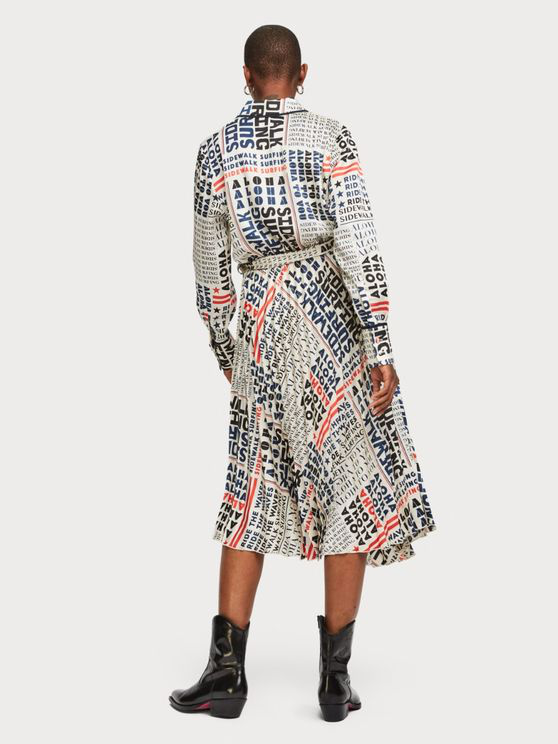 pleated midi shirt dress