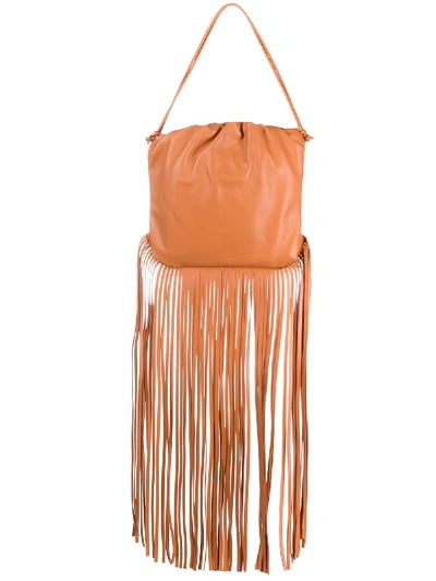 Shop Bottega Veneta The Fringe Pouch Shoulder Bag In Brown