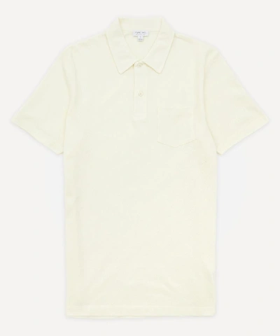 Shop Sunspel Riviera Mesh Polo-shirt In White