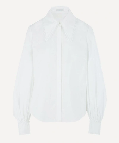 Shop Erdem Long-sleeve Cotton-poplin Shirt In White