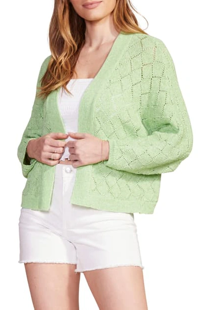 Shop Bb Dakota Gimme Shelter Open Stitch Crop Cardigan In Neon Green