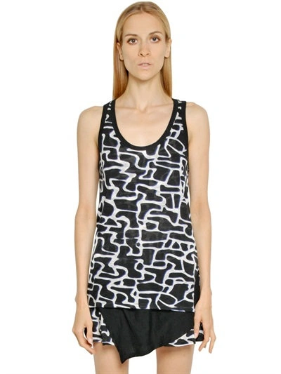 Proenza Schouler Maze-print Jersey Tank Dress In Black Marine