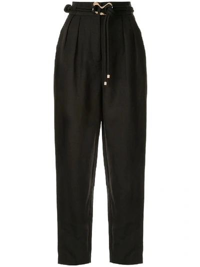 Shop Acler Corsica Belted Straight-leg Trousers In Black