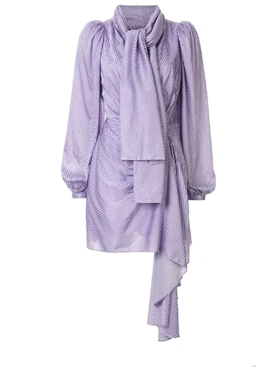 Shop Acler Blackburn Striped Asymmetric Dress In Purple