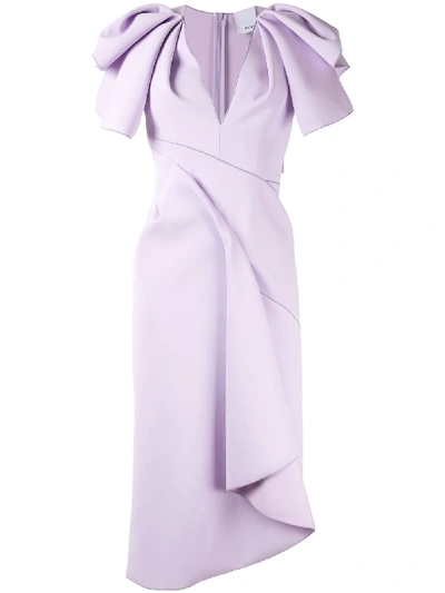 Shop Acler Redwood Ruffled-sleeve Midi Dress In Purple