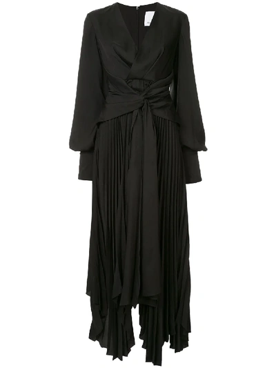 Shop Acler Empire Asymmetric Midi Dress In Black