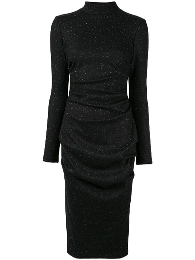 Shop Acler Hogan Fleck Midi Dress In Black