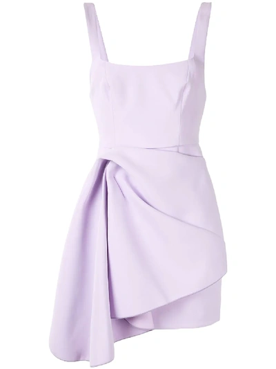 Shop Acler Draped Asymmetric Dress In Purple