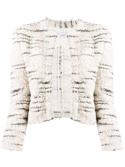 Shop Iro Cropped Knit Jacket In Neutrals