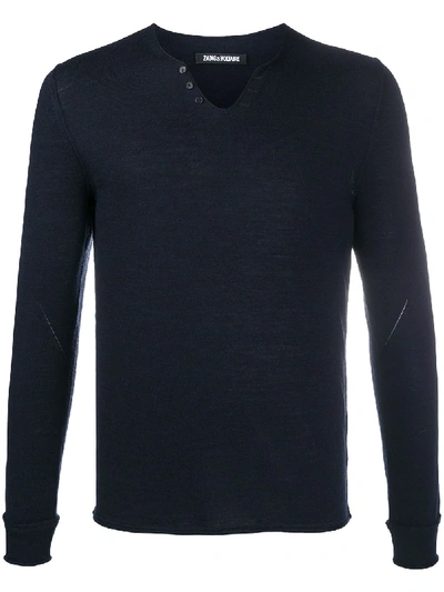 Shop Zadig & Voltaire Monastir Henley-neck Sweater In Blue