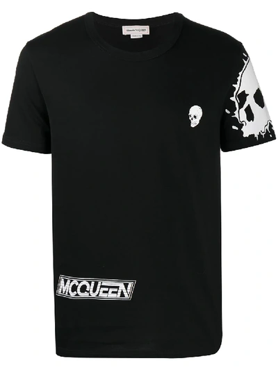 Shop Alexander Mcqueen Biker-print T-shirt In Black
