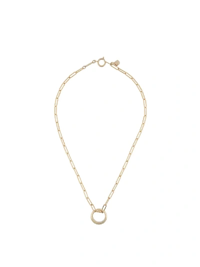 Shop Isabel Marant Cable Chain Circle Charm Necklace In Gold