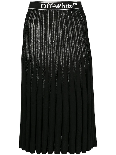Shop Off-white Metallic Knitted Pleated Skirt In Black