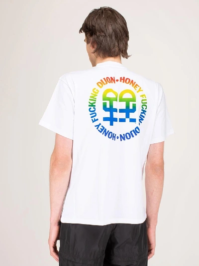 Shop Honey Fucking Dijon White Rainbow Logo T-shirt