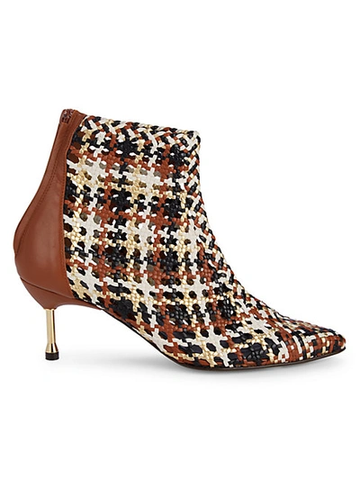 Shop Souliers Martinez Mahon Braided Leather Booties In Brown Multi