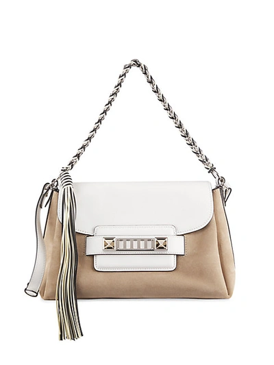 Shop Proenza Schouler Ps11 Soft Classic Leather & Suede Shoulder Bag In Optic White