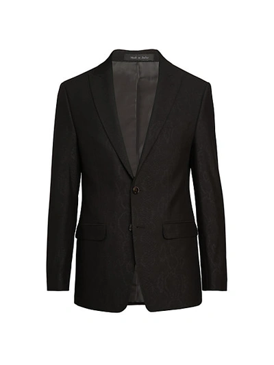 Shop Calvin Klein Jacquard Stretch Slim-fit Jacket In Black