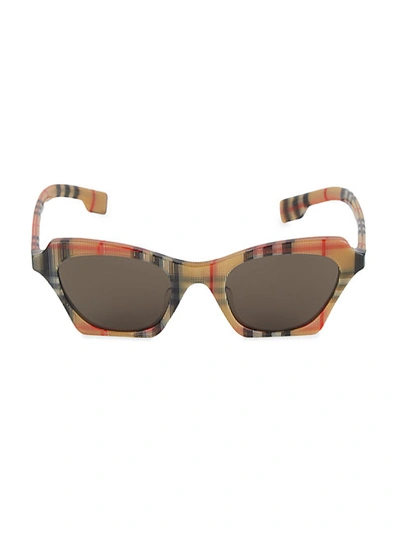Shop Burberry Women's 49mm Round Sunglasses In Dark Brown