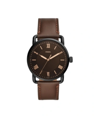 Fossil Men's Chronograph Commuter Brown Leather Strap Watch 42mm In Brown