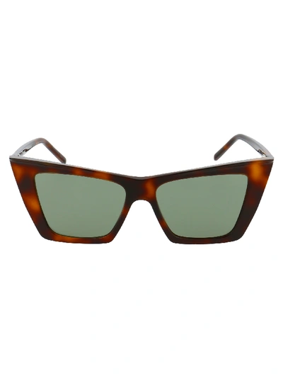 Shop Saint Laurent Sunglasses In Havana Havana Green