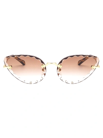 Shop Chloé Sunglasses In Gold Gradient Brown
