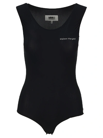 Shop Mm6 Maison Margiela Mm6 Logo Bodysuit In Black