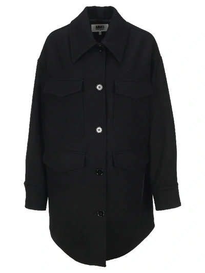Shop Mm6 Maison Margiela Mm6 Oversized Shirt Coat In Black