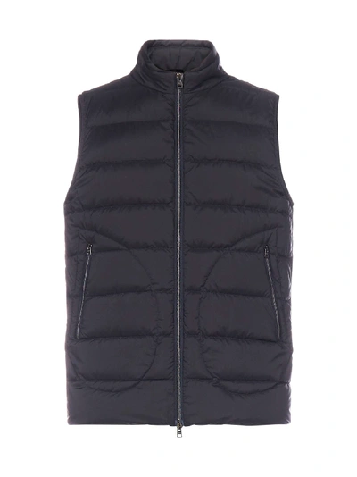 Shop Herno Gilet Quilted Nylon Down Vest In Blu Navy