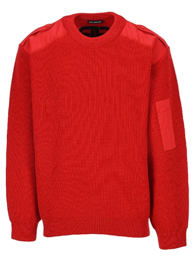 Shop Balenciaga Embroidered Logo Sweater In Red