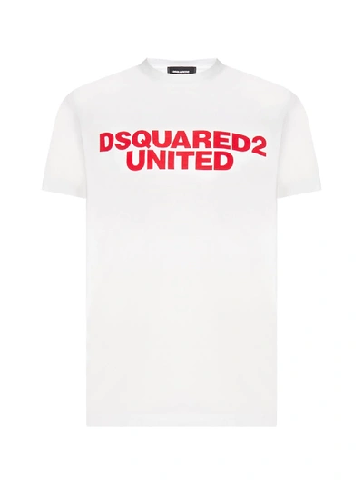 Shop Dsquared2 United Logo Cotton T-shirt In White