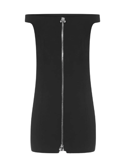 Shop Dsquared2 Piercing-zip Stretch Wool Mini Dress In Black