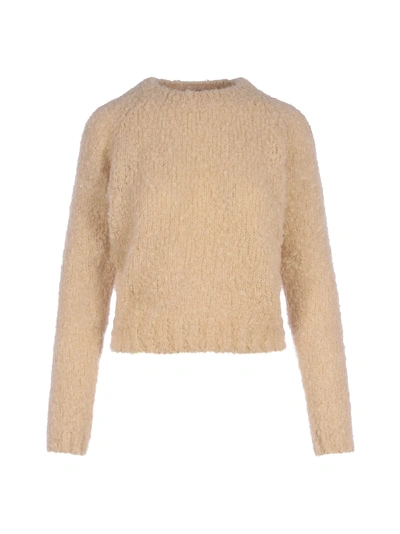 Shop Prada Crewneck Mohair In Natural