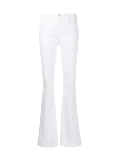 Shop Frame Le High Flared Jeans In Blanc Blanc