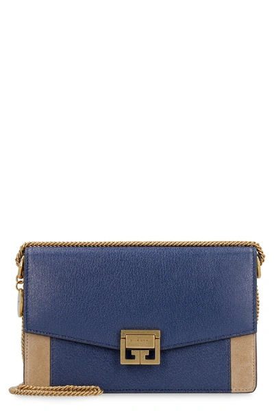 Shop Givenchy Gv3 Leather Mini Crossbody Bag In Blue
