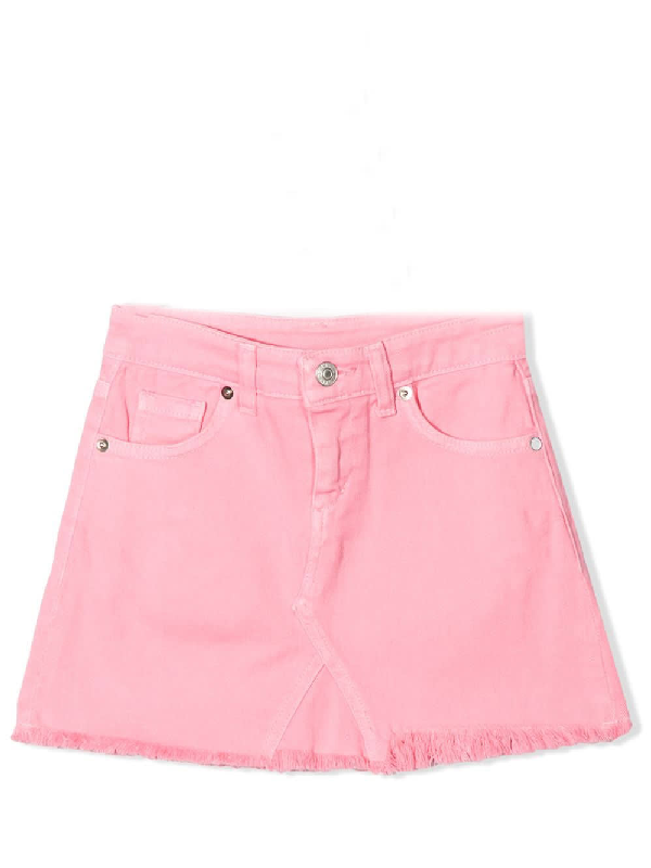 pink stretch denim skirt