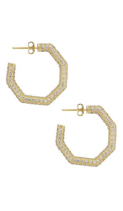 Shop The M Jewelers Ny Single Sided Pave Lulu Hoops In Metallic Gold