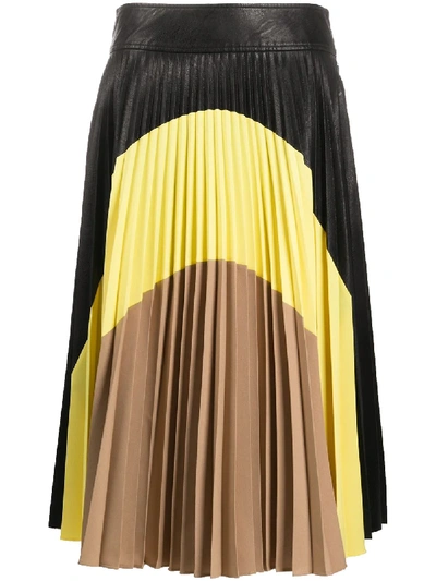 Shop Stella Mccartney Colour-block Pleated Midi-skirt In Black