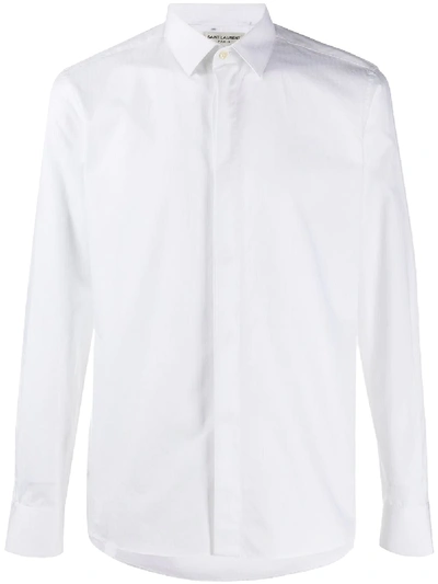 Shop Saint Laurent Pinstripe Cotton Shirt In White