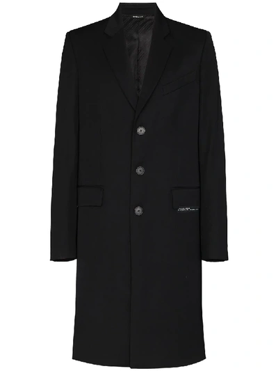 Shop Givenchy Logo Band Single Breasted Coat In Black